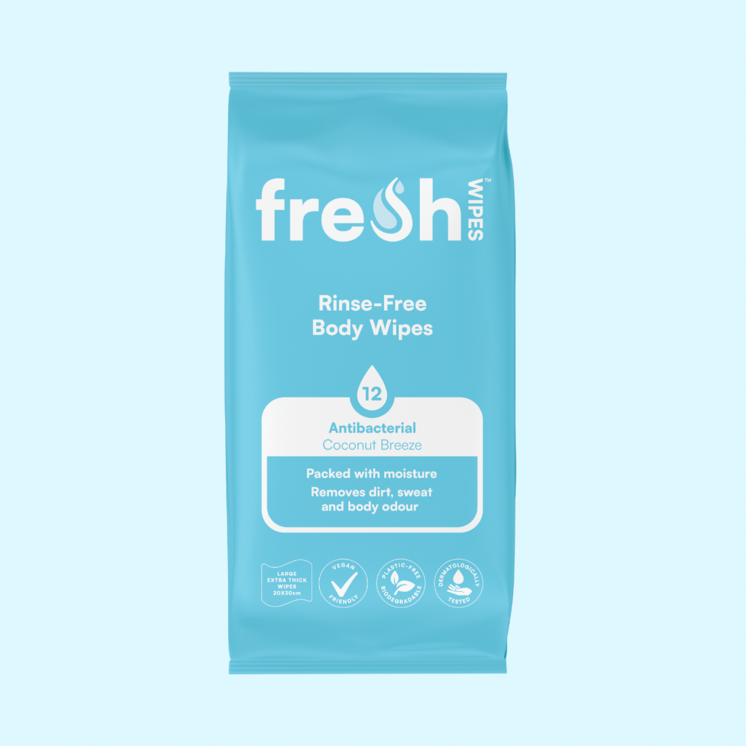 FreshWipes Coconut Breeze adult body wipes — antibacterial, biodegradable and made in the UK