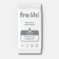 FreshWipes unscented adult body wipes pack — extra-large, antibacterial and biodegradable, made in the UK
