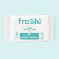 FreshWipes unscented facial wipes — dermatologically tested, removes makeup and cleanses without irritation