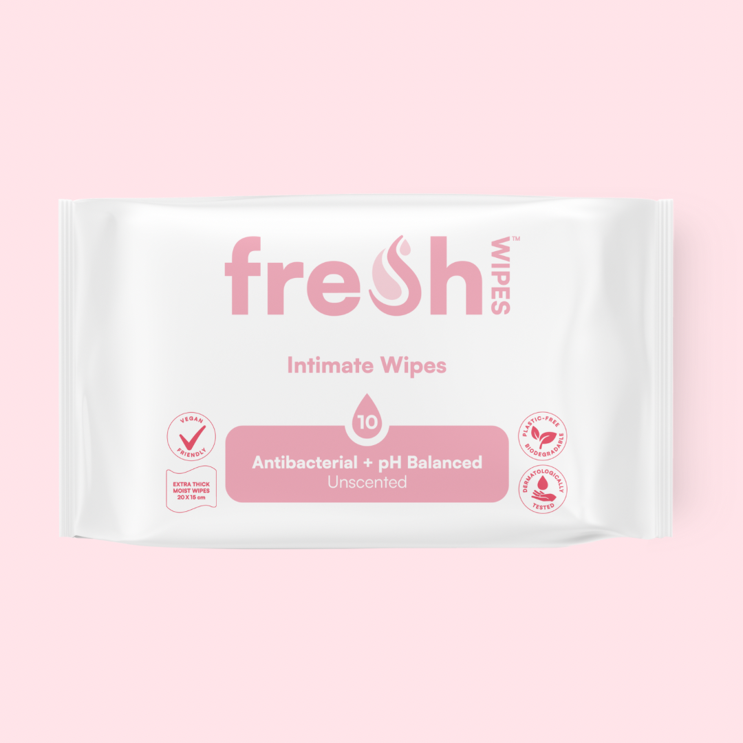 FreshWipes unscented intimate wipes mini pack — pH-balanced, biodegradable and gentle for sensitive skin