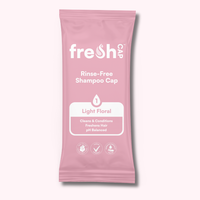 FreshWipes light floral no-rinse shampoo cap — wash hair without water, perfect for post-surgery and travel