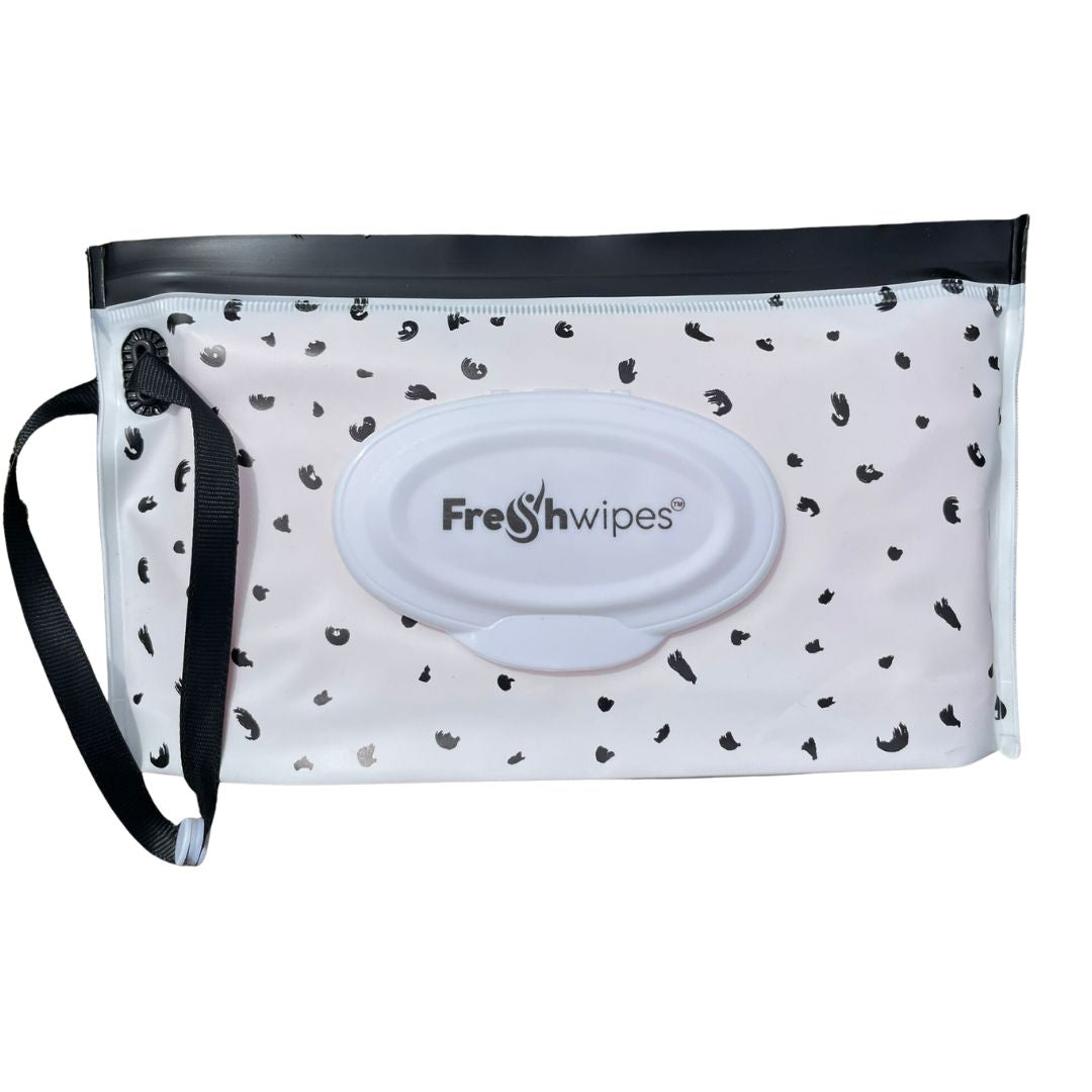 FreshWipes reusable press-and-seal wipe holder bag — keep body wipes fresh for gym, travel and festivals