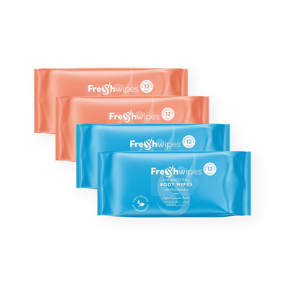 Double scent: 4 x packs of FreshWipes Body Wipes