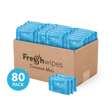 Load image into Gallery viewer, FreshWipes MINIS Antibacterial/Biodegradable Wipes - Coconut Scent
